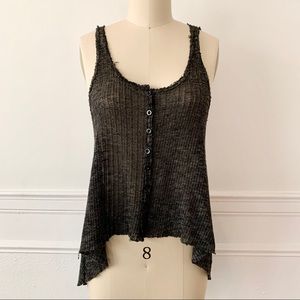 Woven High Low Button Down Tank Top